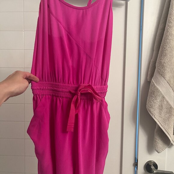 Aritzia Fuchsia Silk Romper - Picture 2 of 5